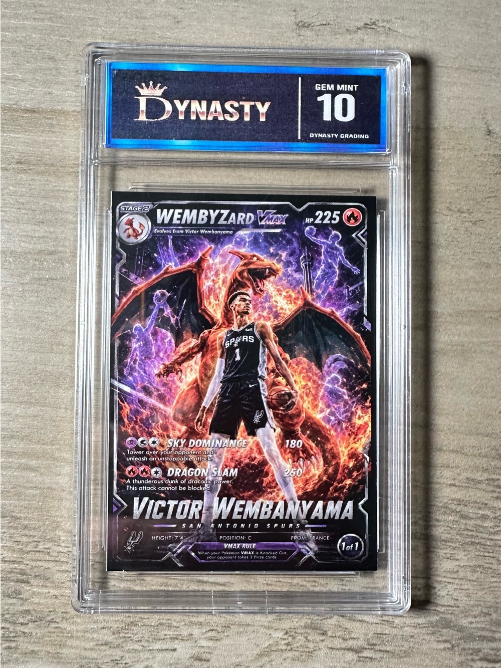 Victor Wembanyama “Wembyzard” 2025 Pokemon Gem Mint 10 Novelty Card. Charizard.